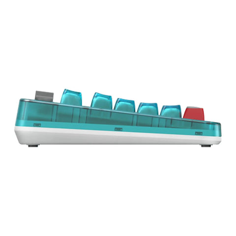 Retro 87 Key Wireless Mechanical Keyboard Hot Swap clear blue profile view with silky linear switches and RGB lights.