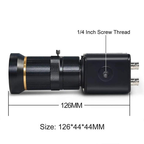 Side view of SDI Camera 2MP 1080P HD Security Camera With 1/2.8 Inch CMOS Sensor And 5-50mm Manual Varifocal Lens, dimensions labeled