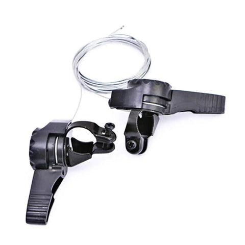 One Pair Universal Bicycle Shifters Thumb Gear Levers 15 18 21 Speed for Mountain Road Folding Bikes with cable on white background