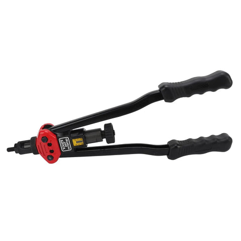 16 Inch Universal Hand Blind Riveter And Rivet Nut Setter Kit With 10 Mandrels And 110 Nuts Pro Grade Metal Tool Ergonomic Anti Slip Handle For Heavy Duty Rustproof Construction And Quick Mandrel Change, black metal hand tool
