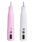 Badass Cordless Electric Pickup Pen With Reliable Vacuum Grip To Snag Loose Bits Zero Sweat For Desk Projects Plus Bright Light And Smooth Angled Tip For Crisp Workflows, in pink and white colors.