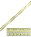 Wood Meter Stick Set Of 12 With Clear Lacquer Finish, Your Go To Dual Scale Ruler For Woodworking And DIY, Metric Cm With Mm Divisions On One Edge, Imperial Inches On Back With One Eighth Inch Increments, Thick Durable Ruler Made In USA, showing ruler details.