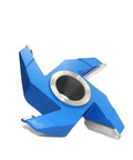 Beast Mode Precision Woodworking Shaper Cutter Heads Forged From Premium Carbide slays plywood with sharp blue cutter head design.