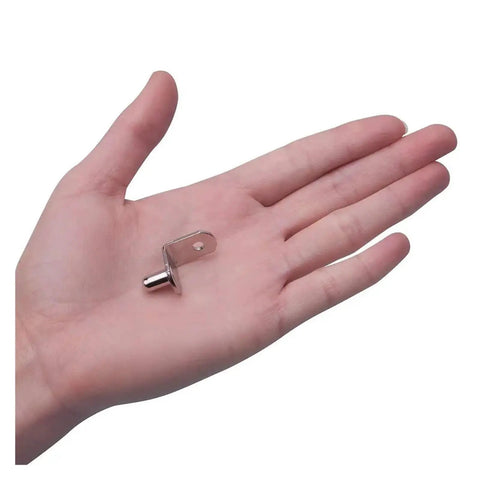 Close-up of Heavy Duty L Shaped Shelf Pegs 40 Piece Set With Holes 1 4 Inch Diameter Durable Non Slip Clamps in hand