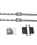Heavy Duty Linear Motion Rail Set For CNC Machines And 3D Printers Featuring Thick Bearing Steel Guide Slides, assembly with hardware included.