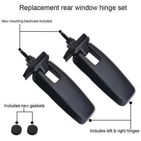 Rear Window Liftgate Glass Hinge Set Right And Left Fits Ford Escape Mercury Mariner Mazda Tribute 2008 2012 Tailgate Rear Hatch Glass Replacement 8L8Z78420A68C 8L8Z78420A68D shown with new mounting hardware and gaskets included.