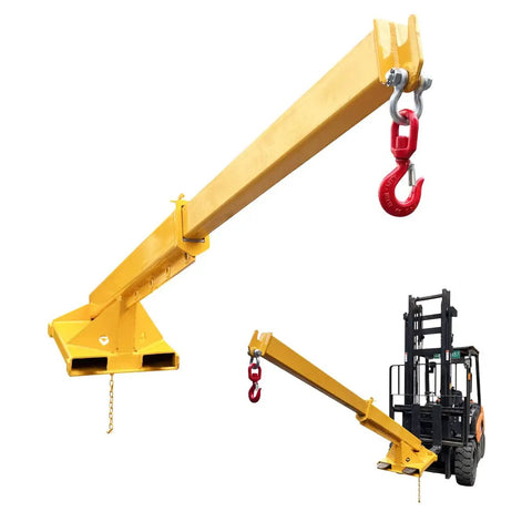Workhorse 3 Ton Forklift Jib Boom Crane Telescopic Mount With Dual Forks 63 To 98 Inch Adjustable Carbon Steel Hoist Kit for lifting.