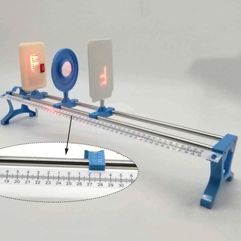 Pro Grade Physical Optics Experiment Kit With Complete Optical Platform Setup showing optical bench and lens elements.