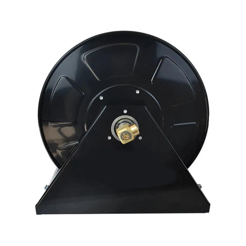Portable Garden Hose Reel That Swallows All Your Water Lines And Tubing With Zero Fuss Super Snappy To Wind Up And Store Away, heavy-duty design, black finish.