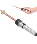 Pro Horett Stainless Steel Woodturning Pen Mandrel With Morse 2 Taper Shank and Smooth Rust Resistant Grip for Lathes showing hand grip and detailed structure.