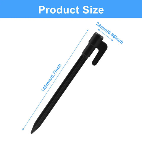 24 Pack 5.7 Inch Plastic Tent Stakes For Tents And Canopies, Durable Beach Tent Pegs In Black, Heavy Duty Outdoor Camping Stakes With 0.86 Inch