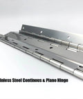 20 Inch Stainless Steel Piano Hinges Two Pack Continuous Heavy Duty Hinges With 0.04 Inch Leaf Thickness And 1.2 Inch Open Width