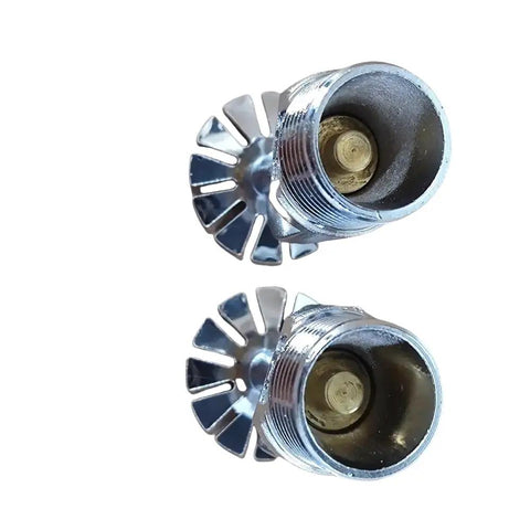 Quick Response Pendent Fire Sprinkler Head 155F Chrome Brass Half Inch Red Glass Bulb Parabolic Downward Spray Pattern, pair view.