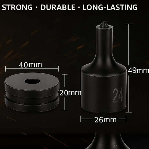 30 Piece Hydraulic Hole Punch Die Set For CH70 And CH70L, showcasing 40mm and 26mm chrome steel dies, highlighted durability features.