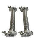 Two KF40 stainless steel vacuum bellows hoses with aluminum clamps and center rings, 250mm length.