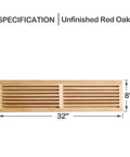 Red Oak 32 Inch Hardwood Cold Air Return Wall Vent Register Unfinished Solid Oak Wood HVAC Vent For Home Improvement