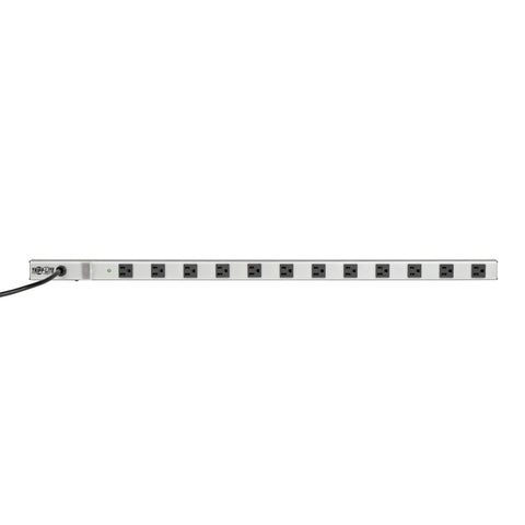 Twelve Outlet Power Strip With Surge Protection, 15 Foot Cord, Heavy Duty Metal Construction, 36 Inch Long, Wide Spaced Outlets, Gray.