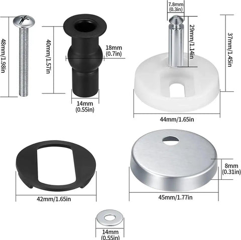 Toilet Seat Hinge Bolts Kit With Quick Release Top Hinge Fixings And Expanding Rubber Bolts 2 Pcs Replacement Parts