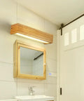 Hardwired Wood Led Wall Sconce,Modern Minimalist Rectangle Vanity Light,Updown 6000k for Living Room Bedroom Hallway (55cm) above mirror.