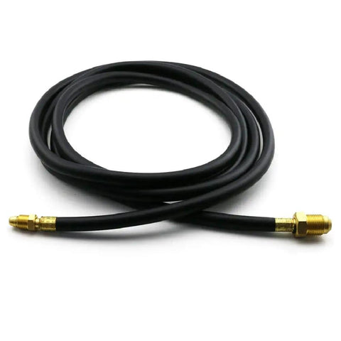 Beast 200 Amp Air Cooled TIG Welding Torch WP 26FV 25R with 25 ft power cable hose and adapter, shown coiled, for aluminum and steel welds