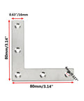 Flat L Bracket 80mm By 80mm Right Angle Mounts Premium Stainless Steel Pack Of 15 Heavy Duty Furniture Brackets With 4mm Holes And 1 5mm Thick Built To Last For Easy Install And Strong Shelves