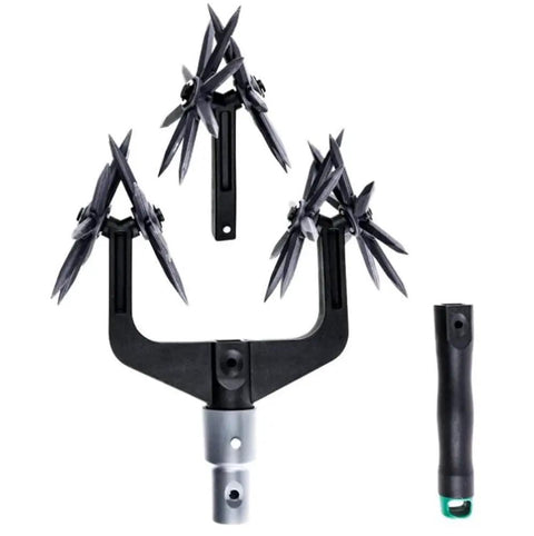 Cordless Cultivator For Lawn And Garden Adjustable Handheld Tiller parts showing blades and handle, lightweight black