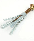 Heavy Duty Wall Anchor Kit With Self Drilling Screws, Serrated Steel Drywall Anchors, Yellow Zinc Plated Carbon Steel, No Prep Install, 200 Sets For Secure Shelving And Mounts. Close-up of self-drilling drywall anchor and screw.