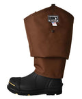 Tough As Nails Beefed Up Steel Toe Rubber Boots With Snake Proof Hip Waders, brown fabric upper, heavy duty for outdoor tasks.