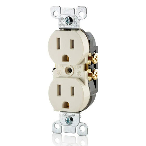 15 Amp 125 Volt Tamper Resistant Duplex Receptacle 10 Pack Ivory With TR Symbol Meets 2008 NEC Heavy Duty Ultrasonic Construction