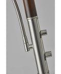 Close-up of the adjustable reading light on Lexington 71 Inch Two Light Floor Lamp in Walnut Finish With Up Lighting Alabaster Glass Dome Shade