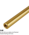 Beefed Up Heavy Duty Aluminum Tie Rod Sleeve Seven Eighths Inch OD Ten Inch Long 6061T6 Anodized Adjustable Tube, gold threaded end