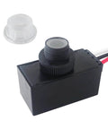 Auto On Off Dusk To Dawn Photoelectric Sensor Switch 12V DC 10A Outdoor Lighting Control, close-up, showing compact design and wires