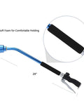 Watering Wand Sprayer With Stainless Head 24 Inch Reach For Hanging Baskets And Garden Plants Ergonomic Curved Blue Wand