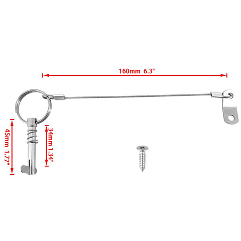 316 Stainless Steel Quick Release Boat Bimini Top Pins Set Of Four No Fuss With Spring Loaded Clevis Lanyards That Prevent Loss And Make Top Removal Easy For Sailboats And Marine Tops, 160mm
