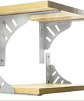 Heavy Duty Stainless Steel L Brackets 2 Pack Decorative Corner Braces Wall Mounted Shelf Supports with wooden shelf