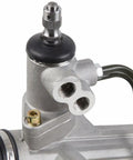 Close-up of Power Steering Rack And Pinion Assembly For Toyota Tundra And Sequoia 2000 To 2006 Direct Fit With Inner Tie Rods Boots And Clamps Premium ISO TS 16949 Quality Lifetime Replacement Warranty showing component connectors.