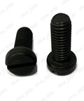Top Shelf Black 304 Stainless Steel Slotted Cheese Head Machine Screws M Fine Through M4 Metric Coarse Thread in various angles.