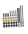 Premium Lower Control Arm Bushing Bolts Shaft Collar Kit Fits Yamaha YFZ350 Banshee Quad Years Ninety One To Zero Six Keeps Frame Snug Handles Rough Terrain Best Performance Upgrade Your Ride Today For Sick Grip Smooth Shifting Top Tier Stuff. black metal bushings, bolts, washers and collars kit
