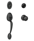 Plymouth Single Cylinder Handleset And Knob In Matte Black For 1-5/8 To 1-3/4 Inch Doors No Sweat Install With Self Aligning Screws Adjustable Throughbolt