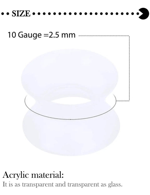 10G Clear Silicone Ear Gauges Tunnels Plugs Retainer Set Four Pairs Ultra Thin Soft Flexible Double Flared Saddle Piercing Jewelry