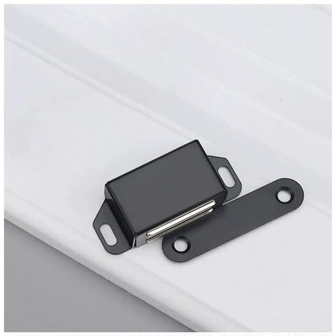 Close-up of Heavy Duty Magnetic Door Catch Kit For Cabinets Closets And Furniture Doors, 20 Lb Strong Magnets, black finish.