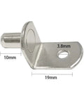 Dead Nuts Secure Quarter Inch L Shaped Shelf Pegs 40 Pack Cabinet Bracket Pins with 1/4 Inch dimensions for storage solutions.