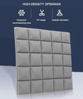 Game Changing Sound Insulation Board Acoustic Foam Panels Studio Wedge Tiles For Wall 12 Pack 19x19x2 Inch displaying high-density gray foam with honeycomb openings for sound absorption.