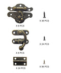 Retro Jewelry Box Hinges And Latches Set With Butterfly Latch Hooks And Antique Hasp Bronze Tone Old School Finish Mini Brass Hinges Screws Included
