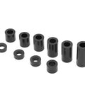 Nylon Spacers Assortment Kit With 150 Pieces For Electronics, PCBs And 3D Printing, Heat And Abrasion Resistant Standoffs, 10 Sizes From 3mm To 25mm, Comes In A Handy Storage Box. Assorted black nylon spacers in mixed sizes