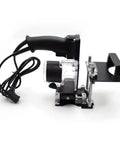 Heavy Duty Mortising Jig And Loose Tenon Joinery Kit With Easy Adjust Slotting Bracket, side view with handle and electrical cord.