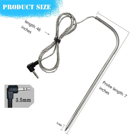 Replacement Meat Probe Kit For Wood Pellet Grills And Smokers High Temp 1000 F Probe dimensions and stainless steel wire