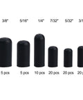 Rubber Vacuum Hose Cap Kit For Carbs And Vacuum Lines 80 Piece Assortment in various sizes from 3/8" to 3/16"