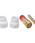 Gas Lens Welding Torch Consumables Cup Electrode Holder And Connector Set For WP 17 18 26, copper and ceramic components