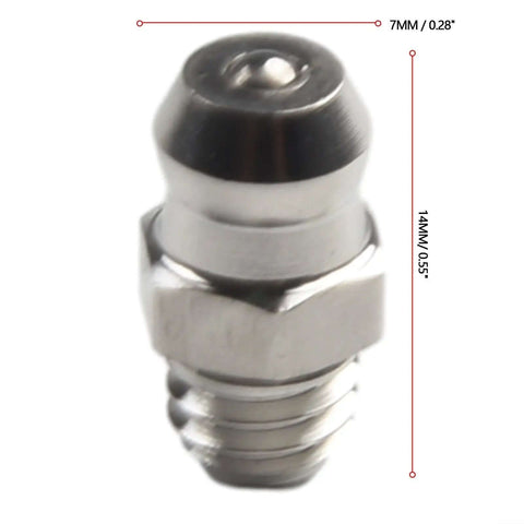 10 Pack Metric M6X1mm Straight Hydraulic Grease Fitting Zerk Nipples 201 Stainless Steel High Hardness Rust Proof Designed To Withstand Harsh Industrial Environments Keeping Machinery Lubed Up Solid And Running Smooth Like New Gear Today. M6x1mm zerk nipple, 7mm top, 14mm long
